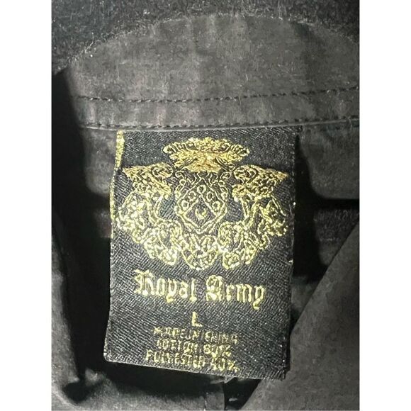 Royal Army Black Long Sleeve Button Up Shirt Size Large - Picture 6 of 7
